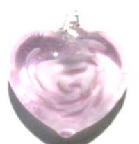 1 21mm Light Pink & White Lampwork Heart Pendant